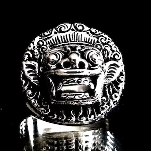 Sterling Silber Ring Barong Bali König der Geister Indonesien Balinesische Mythologie hochglanzpoliert und antik 925er Silber