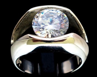 Sterlingzilveren solitairering, witte zirkonia van 10 mm