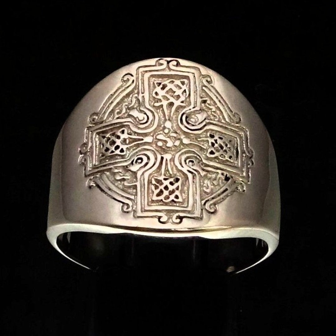 Sterling Silver Ring Celtic Cross Runes Irish Knot Ireland High ...