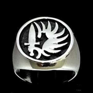 Anello in argento sterling anticato: sigillo della Legione straniera francese, stemma francese