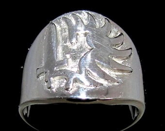 Sterlingzilveren ring Frans vreemdelingenlegioen: legersymbool wapenschild Legioen Etrangere Frankrijk