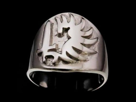 Bague en argent sterling Legion etrangere francaise Symbole de l armee Armoiries de la Legion etrangere francaise en argent 925 poli Etsy France