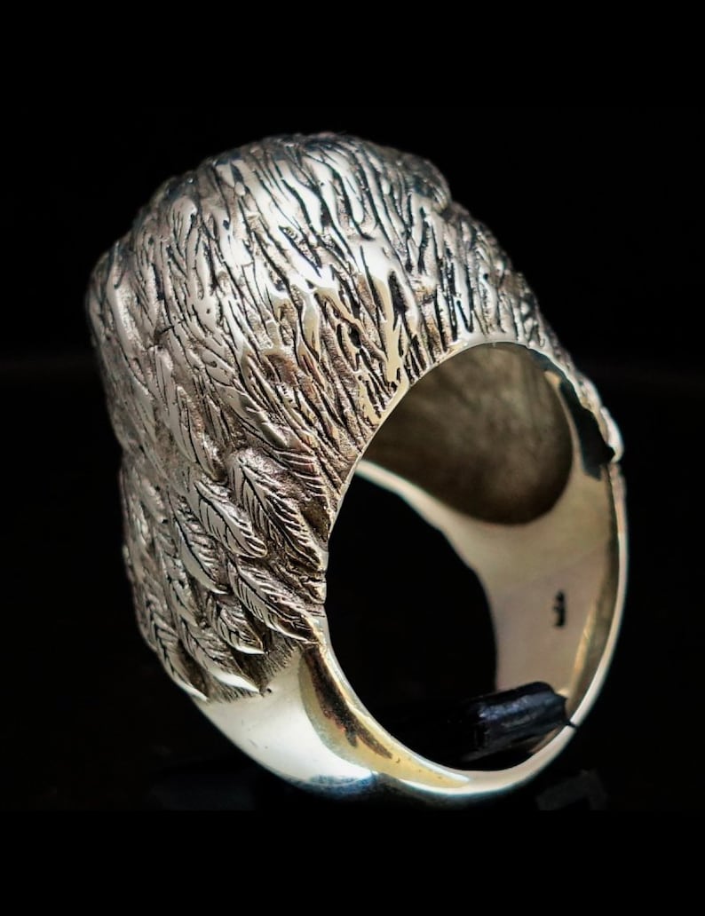 Sterling silver Eagle ring Bird of Prey with 2 Sparkling White CZ Eyes high polished 925 Sterling silver animal ring