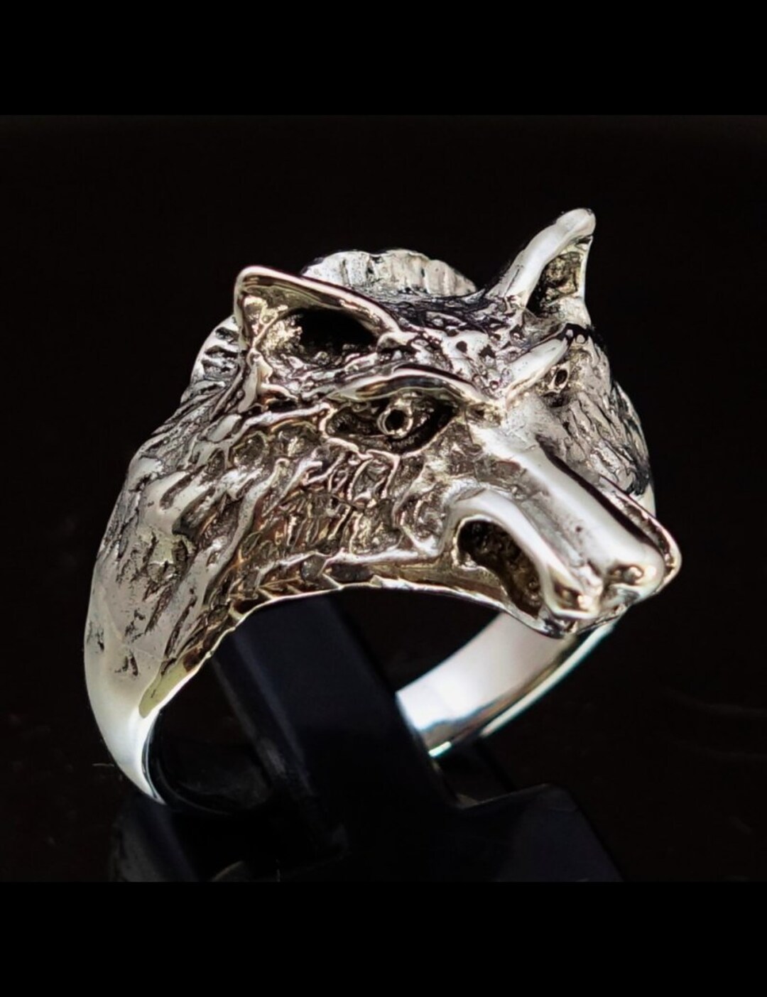 Sterling Silver Wolf Ring: Antiqued 925 Unisex Animal Jewelry - Etsy