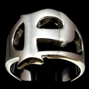 Sterling silver initial P ring alphabet letter high polished 925 silver unisex ring