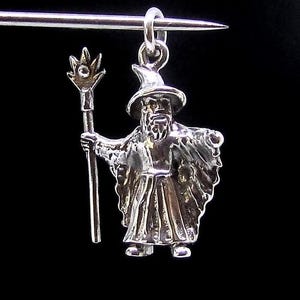 Sterling silver Fantasy Pendant Little Wizard Druid high polished 925 silver