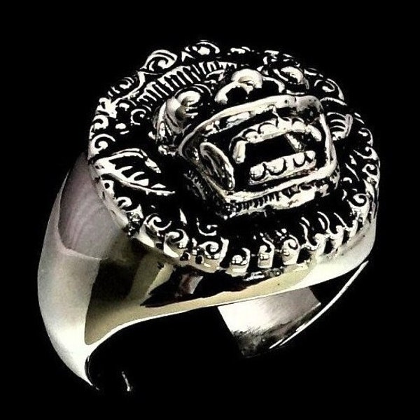 Sterling silver ring Barong Bali The King of Spirits Indonesia Balinese mythology high polished and antiqued 925 silver