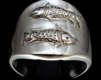 Sterling Silver Pisces Ring: Artistic Fish Zodiac Horoscope jewelry