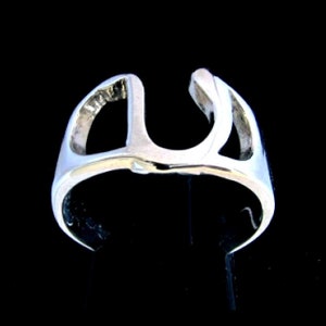 Anillo de plata esterlina con inicial de Upsilon, símbolo de letra del alfabeto griego, anillo unisex de plata 925 muy pulido
