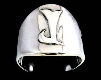 Sterling silver Daedric alphabet initial ring Yahkem Elder Scrolls symbol high polished 925 silver
