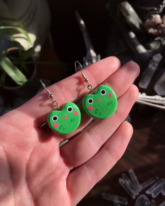 frog earrings etsy