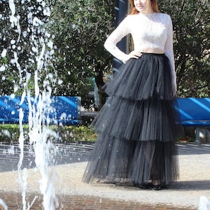 SAMPLE SALE/Wedding black tulle skirt size 8 - 10 uk/Alternative bridal tulle skirt/Custom made skirt/Evening tulle skirt