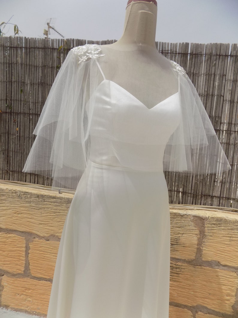 tulle bridal cape