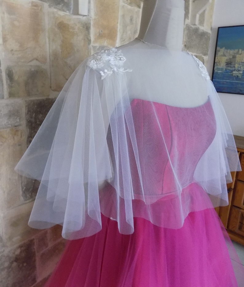 Bridal Tulle Cape/wedding Cape/ Ivory Tulle Cover up /two - Etsy