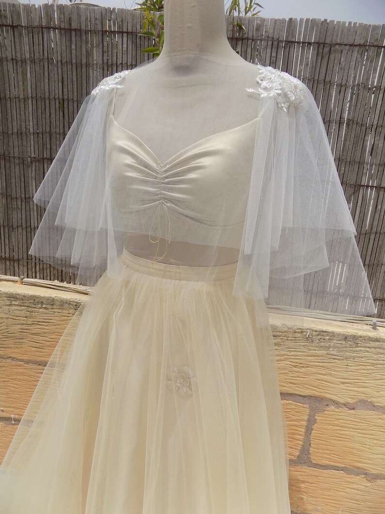 tulle wedding cape