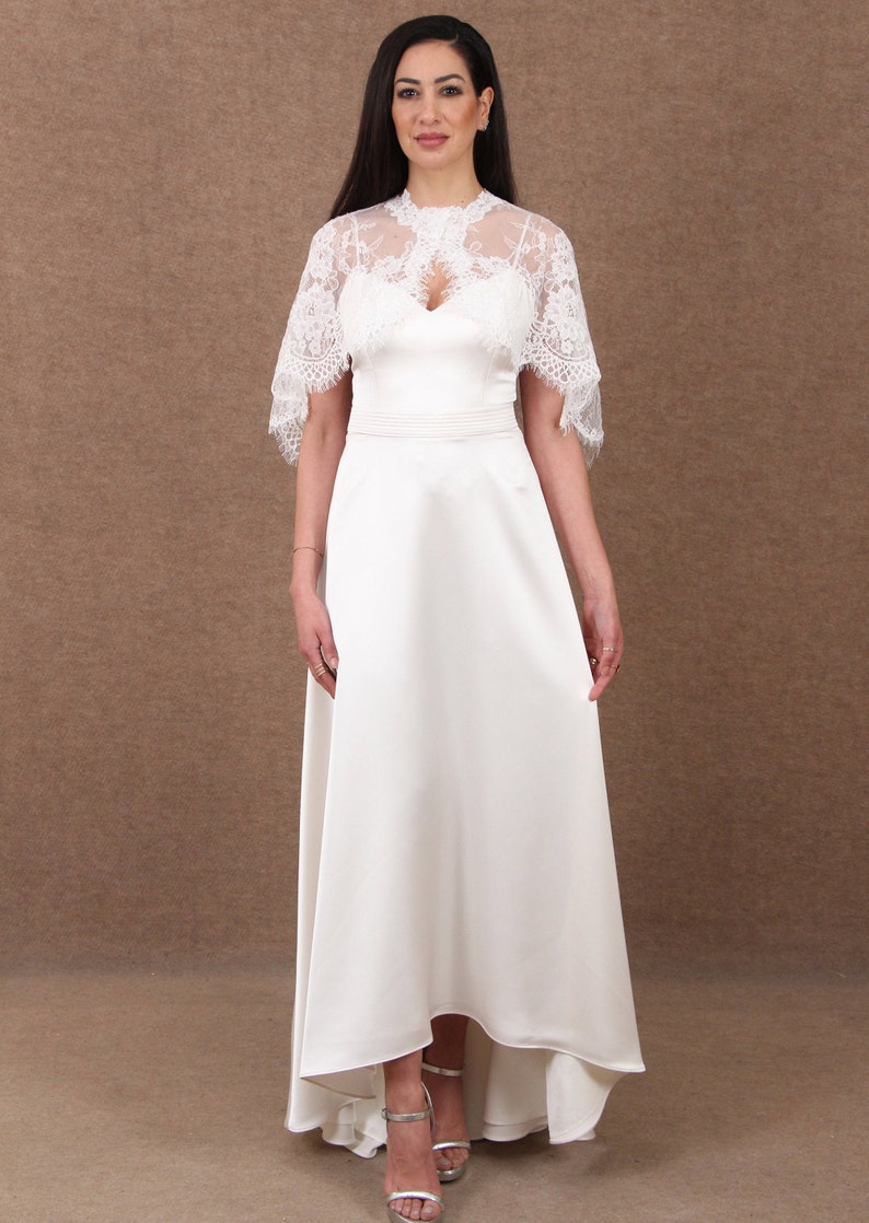 Bridal lace capeWedding cover upIvory corded lace capeBridal Alencon corded lace cape in ivory