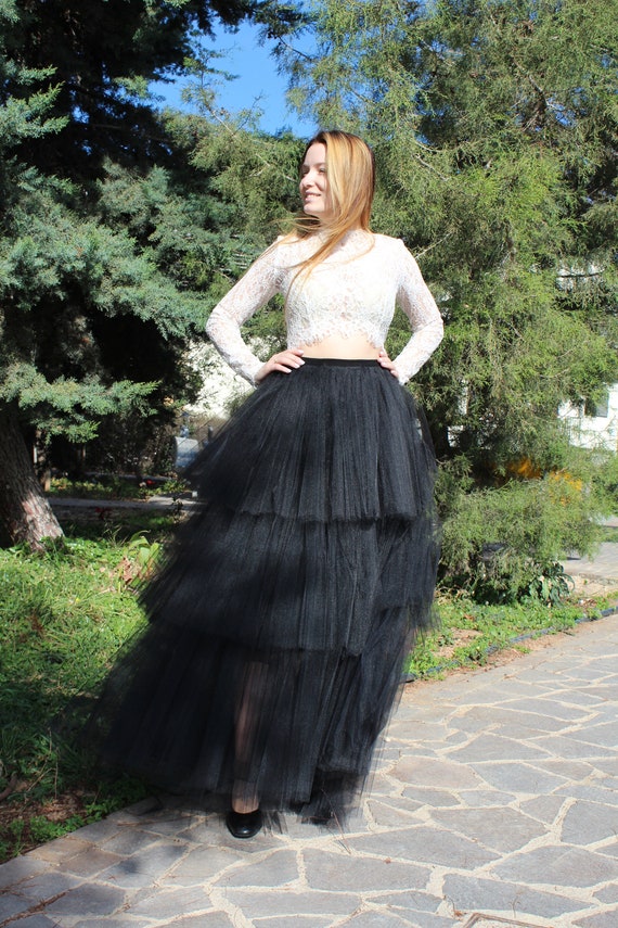 Black tulle over skirt hot sale