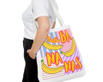 Bolso tote That's Bananas, estampado de plátanos estilo Pop Art, bolso de verano a rayas, bolso tote de verano,