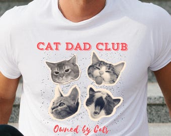 Camiseta del Club de Papás de Gatos, Retratos de Gatos en Acuarela, Camiseta "Dueño de Gatos", Camiseta Divertida para Amantes de los Gatos, Camiseta Gráfica para Papás de Mascotas,