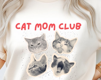 Camiseta del Club de Mamás de Gatos / Caras de Gatos, Propiedad de Gatos, Camiseta para Amantes de los Gatitos,