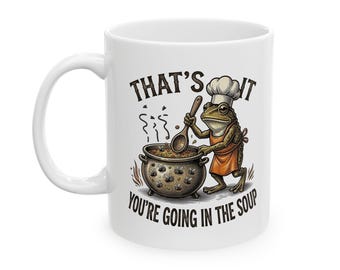 Taza de cerámica con diseño de rana divertida / Ilustración de anfibio caprichosa, taza humorística