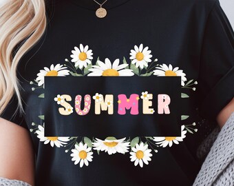 Camiseta con estampado de margaritas de verano / Camiseta con tipografía floral, Regalos para ella,