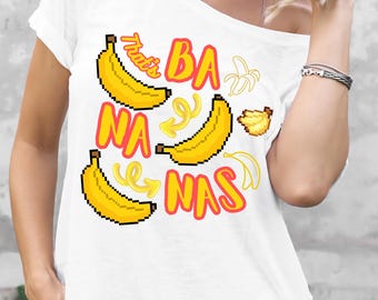 Camiseta gráfica That's Bananas, divertida camiseta gráfica retro de plátano, camiseta con juego de palabras sobre comida, atuendo de verano, camiseta de frutas,