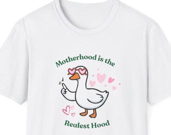 La maternidad es la camiseta más auténtica del barrio / Camiseta Silly Goose, Camiseta con cita linda para mamás,