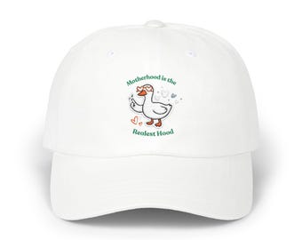 La maternidad es la gorra de papá perfecta / Ilustración de pato, lindo gorro de mamá