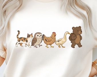 Camiseta de osito / Gato, búho, pollo, pato, oso, desfile, animales, niños, regalos, programa de televisión animado,