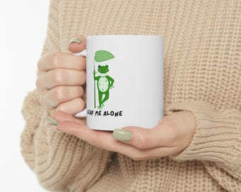 Taza de cerámica con rana divertida, Déjame en paz, Rana estética y linda, Taza de rana despreocupada, Regalo para introvertidos, Amante de la naturaleza,