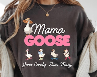 Camiseta Mamá Ganso, Camiseta Mamá Personalizada, Camiseta con Nombres Personalizados, Camiseta Familia Ganso,