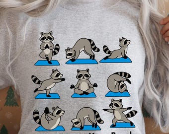 Sudadera divertida de yoga con mapache / Mentalmente en un descanso de yoga, Animales lindos, Regalo divertido de yoga,