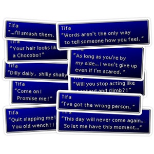10pc Final Fantasy VII Tifa Lockhart Quote Sticker Sheet