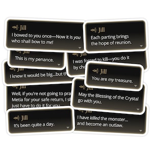 10pc Final Fantasy XVI Jill Warrick Quote Sticker Sheet