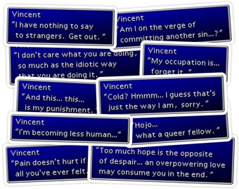 10pc Final Fantasy VII Vincent Valentine Quote Sticker Sheet