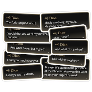 10pc Final Fantasy XVI Dion Lesage Quote Sticker Sheet