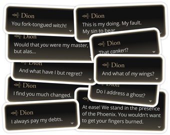 Foglio di adesivi con citazione di Final Fantasy XVI Dion Lesage da 10 pezzi