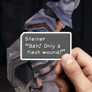 Final Fantasy 9 Sticker – Adelbert Steiner &quot;Bah! Only a Flesh Wound!&quot; Dialogue Box