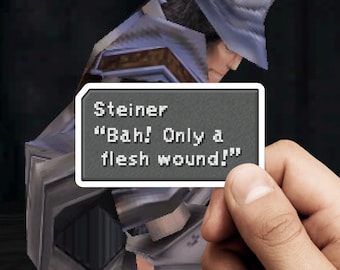 Final Fantasy 9 Aufkleber - Adelbert Steiner "Bah! Nur eine Fleischwunde!" Dialog-Box
