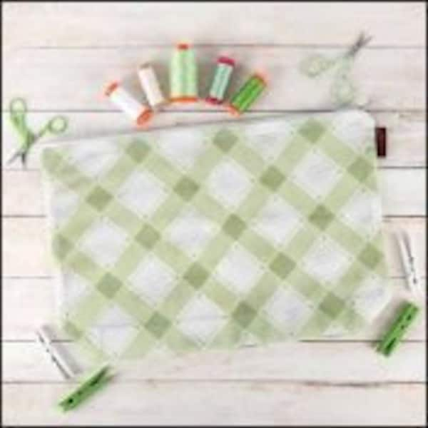 Cross Stitch Project Bag - Olive Plaid - It's Sew Emma - Mesh - Ready to Ship