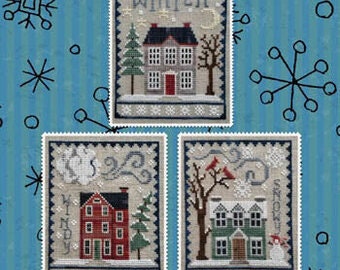 Winter House Trio - Waxing Moon Designs - Cross Stitch Chart