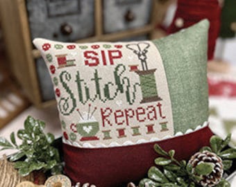 Sip Stitch Repeat - Primrose Cottage Stitches- Cross Stitch Chart