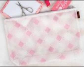 Cross Stitch Project Bag - Peony Plaid - It's Sew Emma - Mesh - Ready to Ship