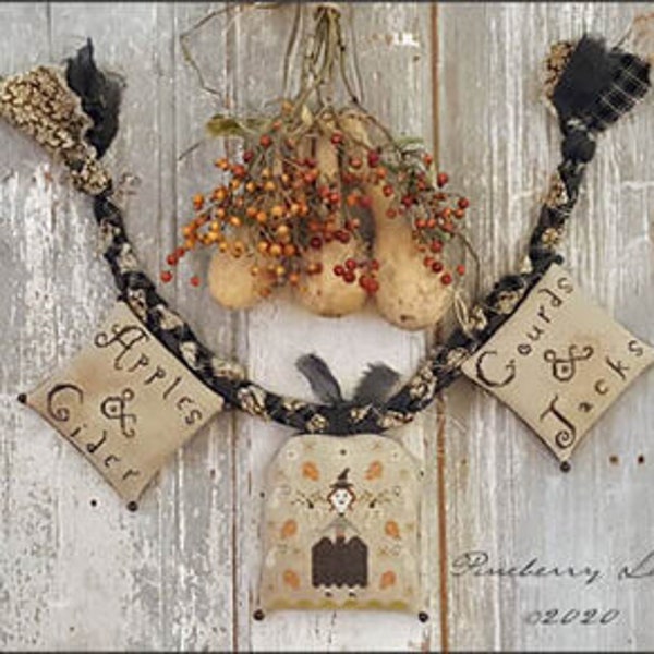 Autumn Blessings - A Festive Fall Garland - Pineberry Lane  - Cross Stitch Chart