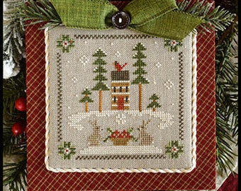 Log Cabin Bunnies - Log Cabin Christmas No. 2 - Little House Needleworks- Cross Stitch Chart