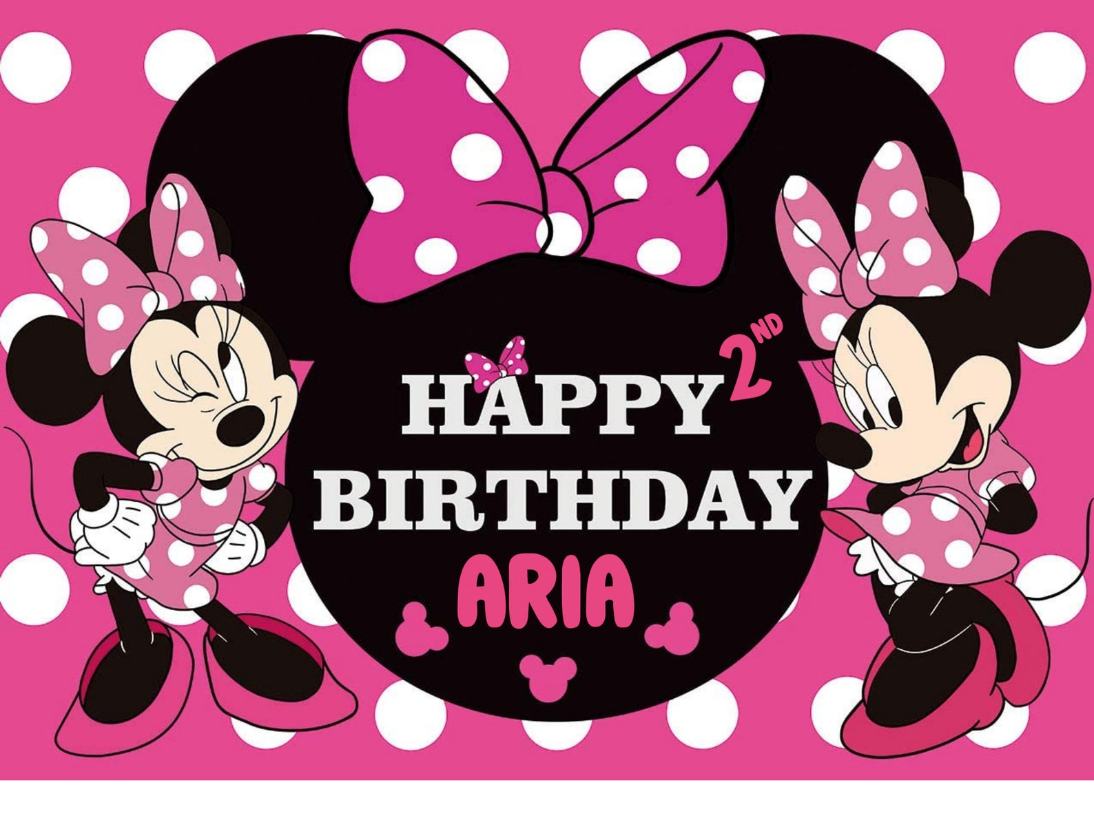 Personalized Minnie Mouse Large Happy Birthday Banner 5x3ft 7B8