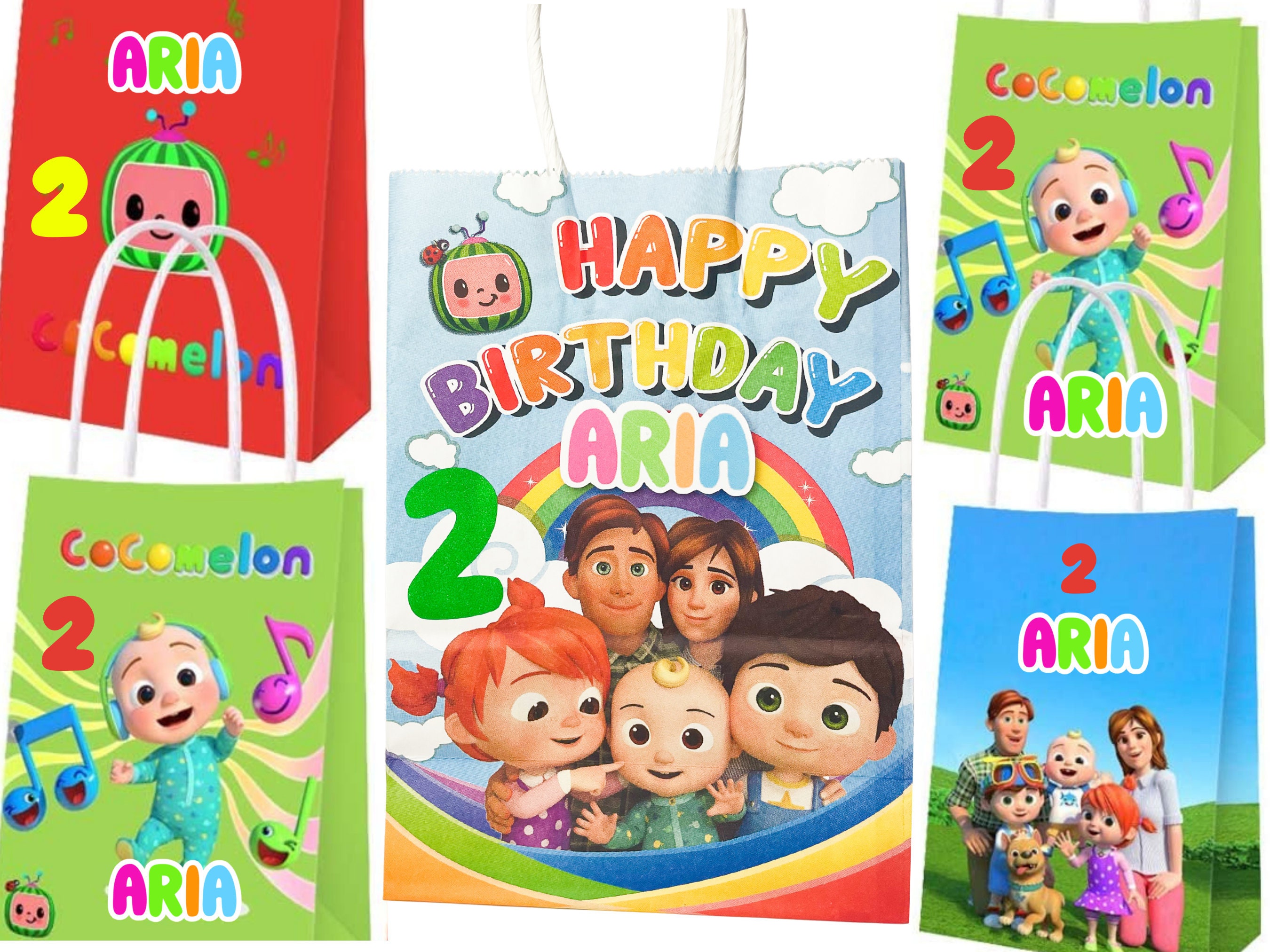 12 PSC Custom Treat Bags  Toddler Birthday Party PERSONALIZE Cocomelon Party Bags  Favor Bags ADD Kid's Name