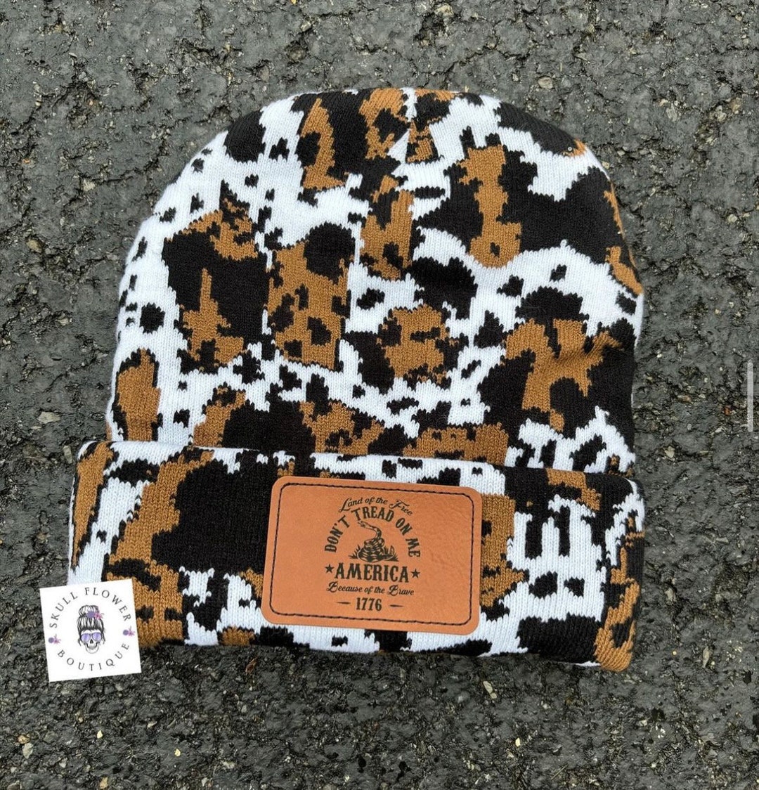 Cow Print Winter Beanie Cow Print Hat Cow Print Hat With - Etsy