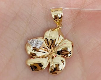 14K HIBISCUS FLOWER PENDANT